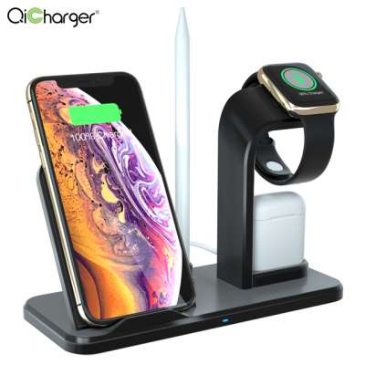 4 in 1 Fast qi Wireless Charger Stand for iphone apple watch apple pencil AirPods