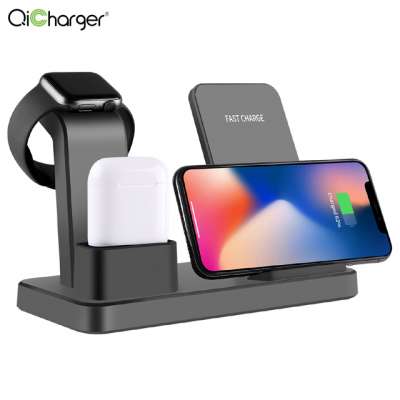 3 in 1 Fast qi 10W fast Wireless Charger Stand for iphone apple watch AirPods