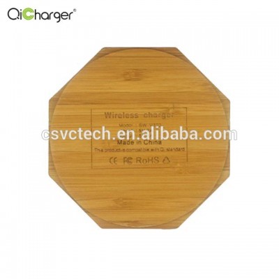 china manufacturer wood CW024 bamboo Mobile wireless charger QI support