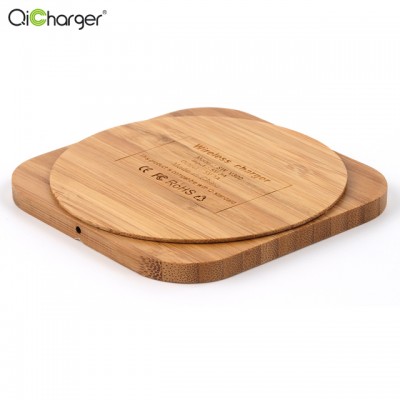 Bamboo wood wireless charging  For Iphone Charger 5w Fast Charging rotating charger Mobile Phone Wireless Charger