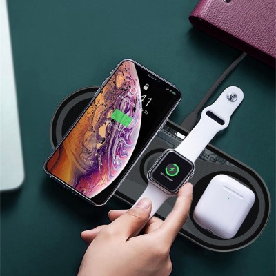 Hot 3 in 1 10W Qi Wireless Charger Fast Wireless Mobile Phone Charger Stand Wireless Bracket Watch Charger